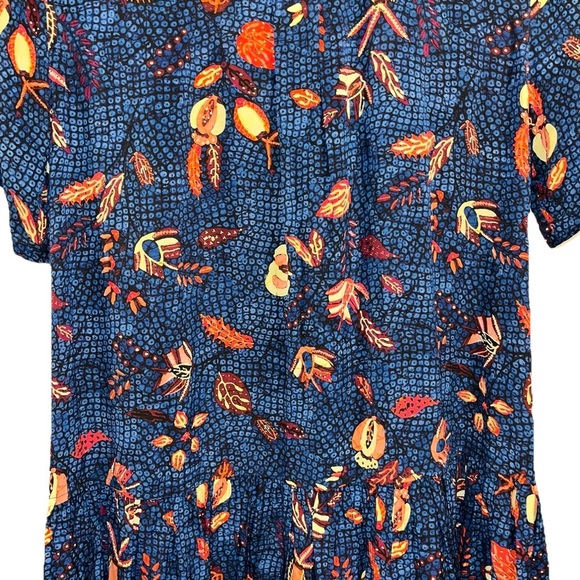 ULLA JOHNSON Adalyn Dress Blue Floral Silk Mini Size 12 Botanical Print NWT - Picture 12 of 15